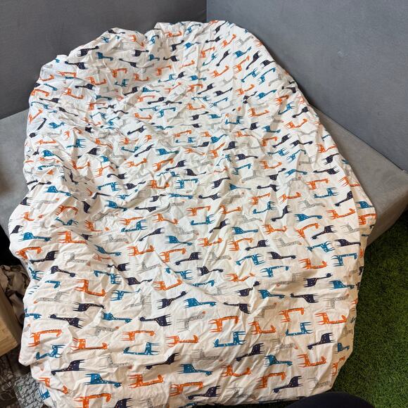 Pottery Barn Kids Harper Giraffe Crib Fitted Sheet Orange Blue Gray 27.5" x 52" - Picture 2 of 7